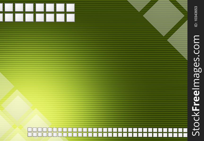 White squares over green dynamic lines. Abstract illustration. White squares over green dynamic lines. Abstract illustration