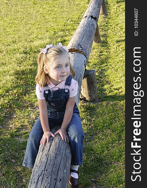 C - Small Girl Sitting On Log 1