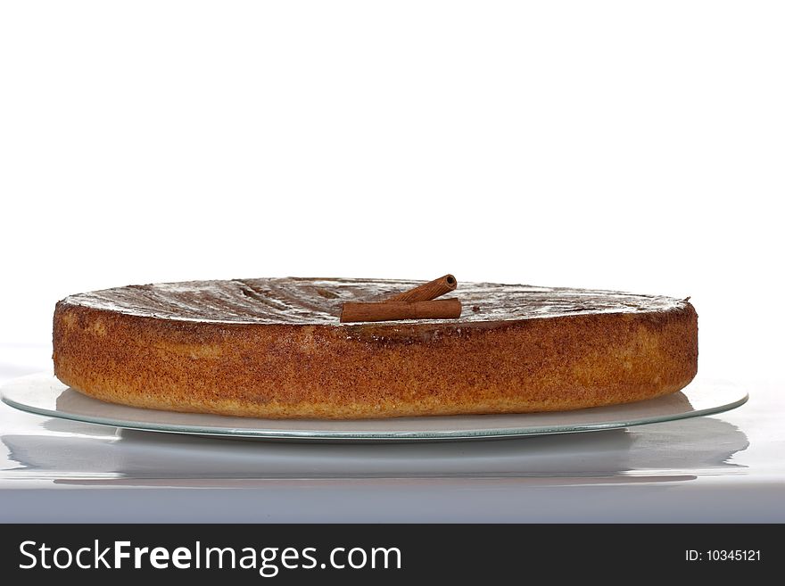 A Cinnamon Pie isolated on a white background