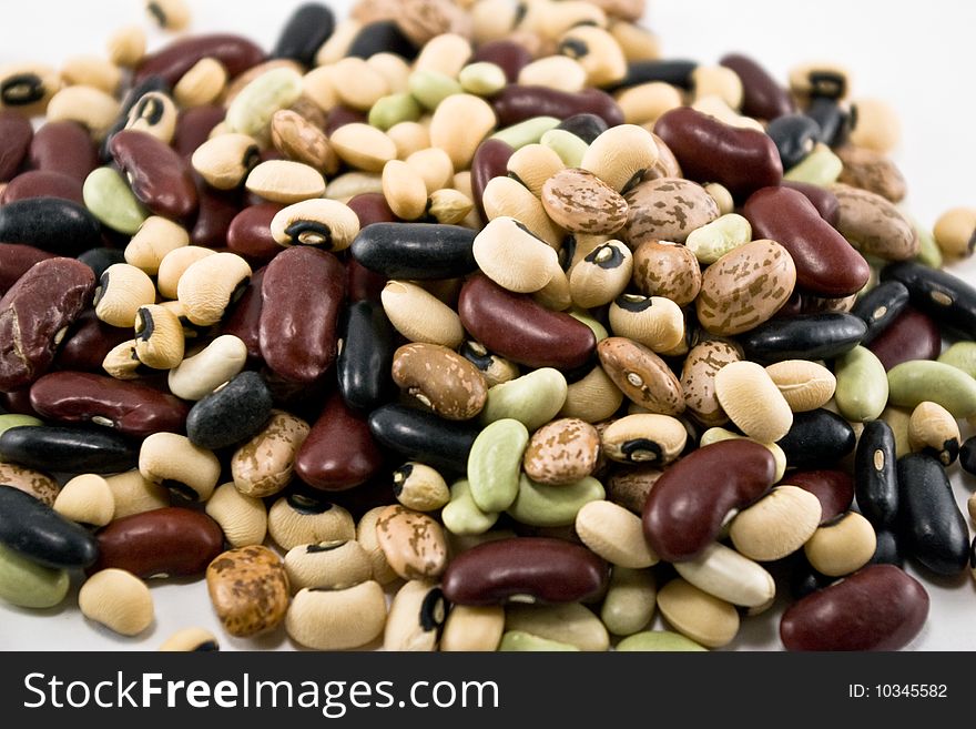 Mixed dried beans close up