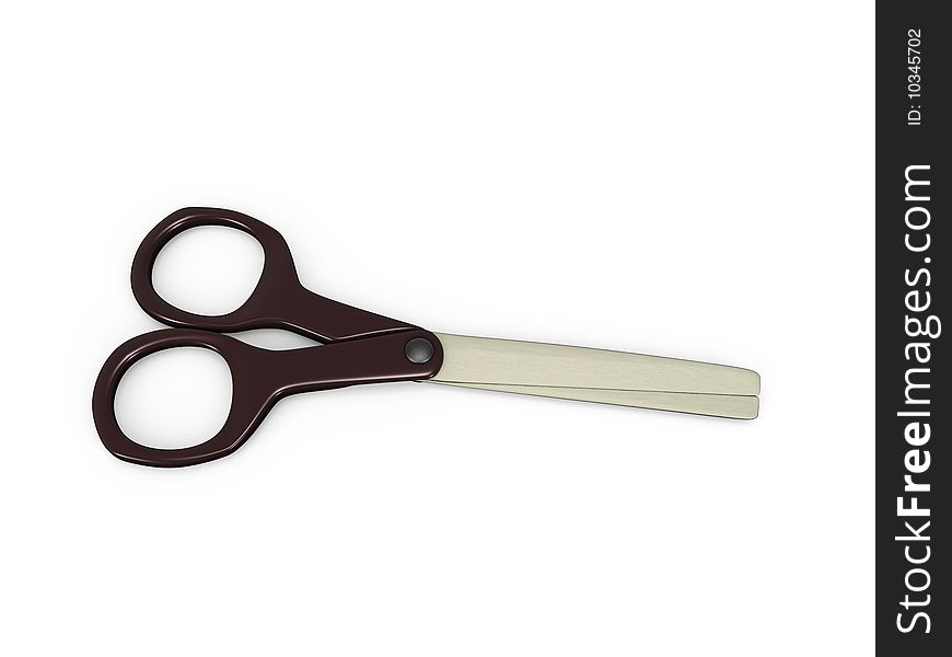 3D illustration of an isolated scissors on a white background