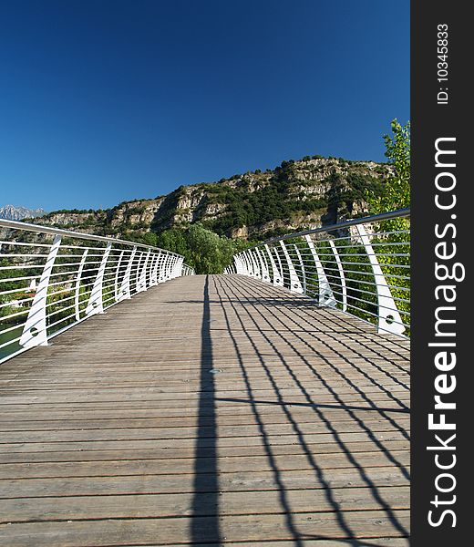 Bridge across river Sarca in Torbole, Trentino, Italy