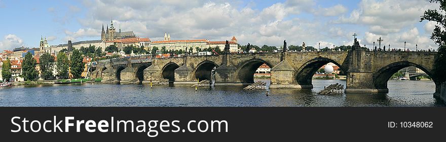 Panorama of the Old Prague Karl Bridge