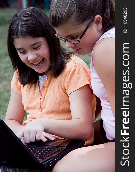 Young Girls On Laptop
