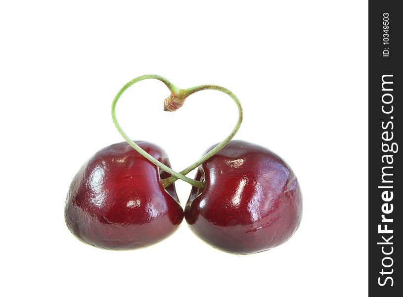 Two sweet cherries and heart