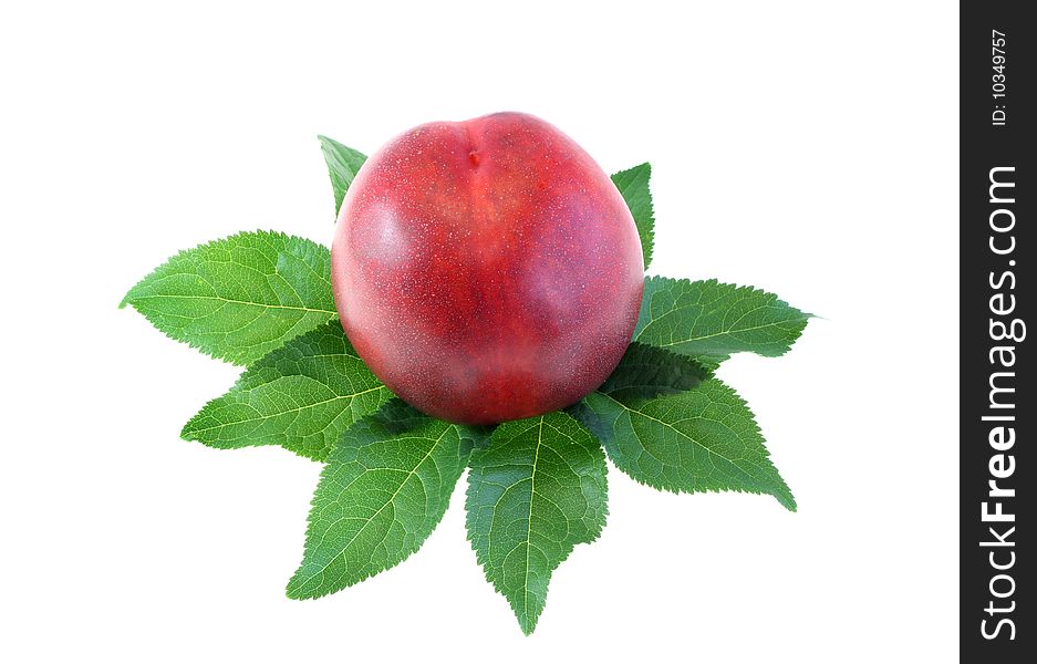 The ripe peach on a white background, is isolated. The ripe peach on a white background, is isolated.