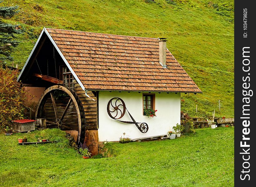 Cottage, Hut, House, Grass