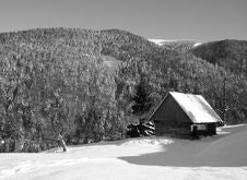 Small Wooden House In Winter Mountains Stock Photos Small Wooden House In Winter Mountains Stock Photos
