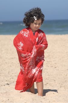 Cute Little Girl On The Beach Stock Image Cute Little Girl On The Beach Stock Image