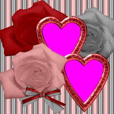 Framework With Roses And Hearts Stock Image Framework With Roses And Hearts Stock Image