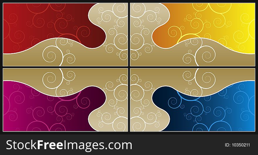 Cool Swirly  Background In 4 Different Color