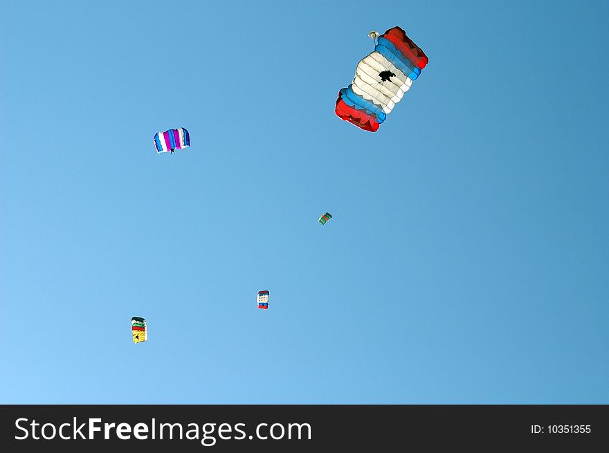 Colours Parachutes In Blue Sky