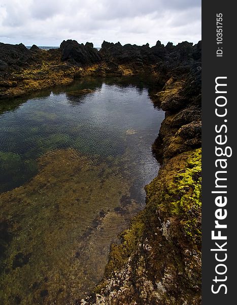 Natural sea water pool at Biscoitos in Azores. Natural sea water pool at Biscoitos in Azores