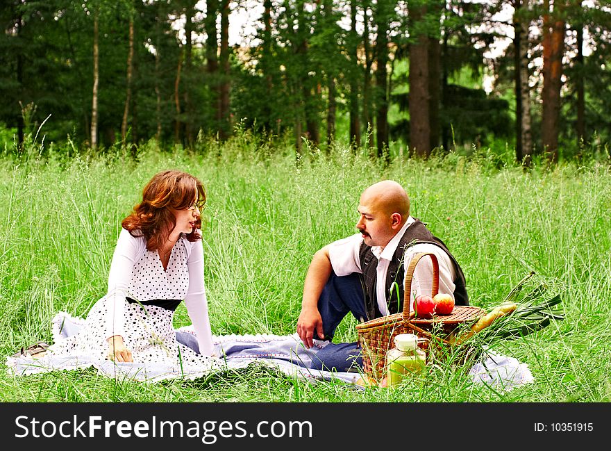 Couple at park having a picnic