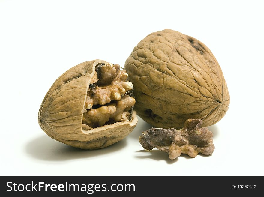 Pair of walnut isolated on white