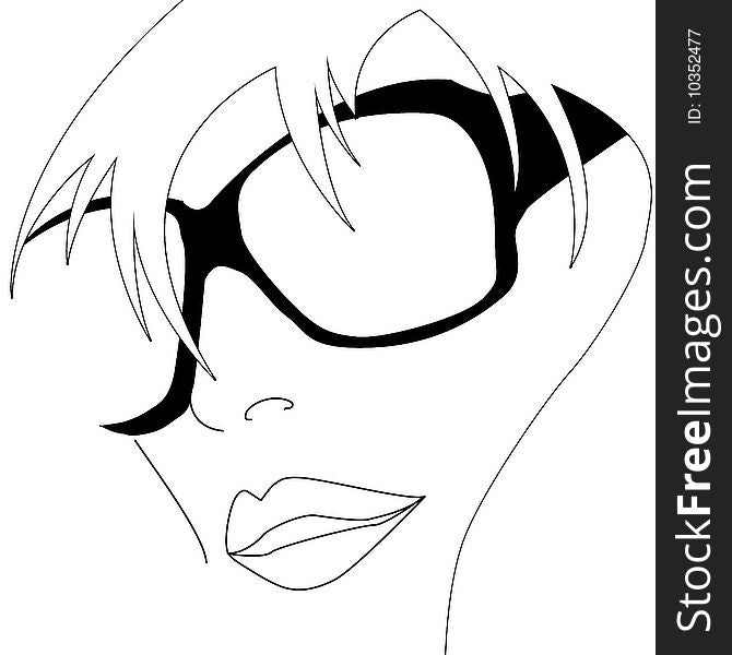 Graphic illustration of woman in sunglasses. Graphic illustration of woman in sunglasses