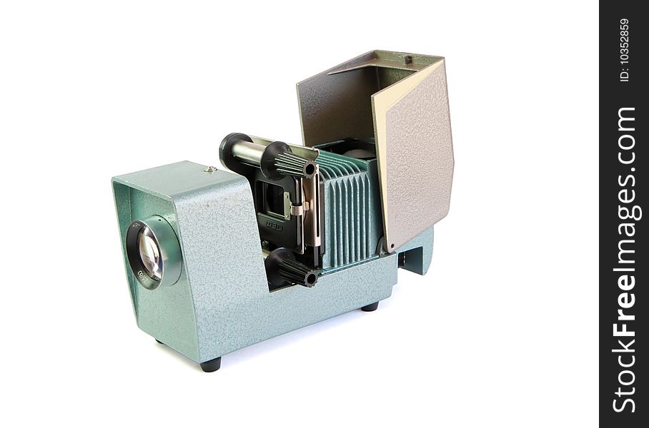 Vintage side projector with film holder isolated