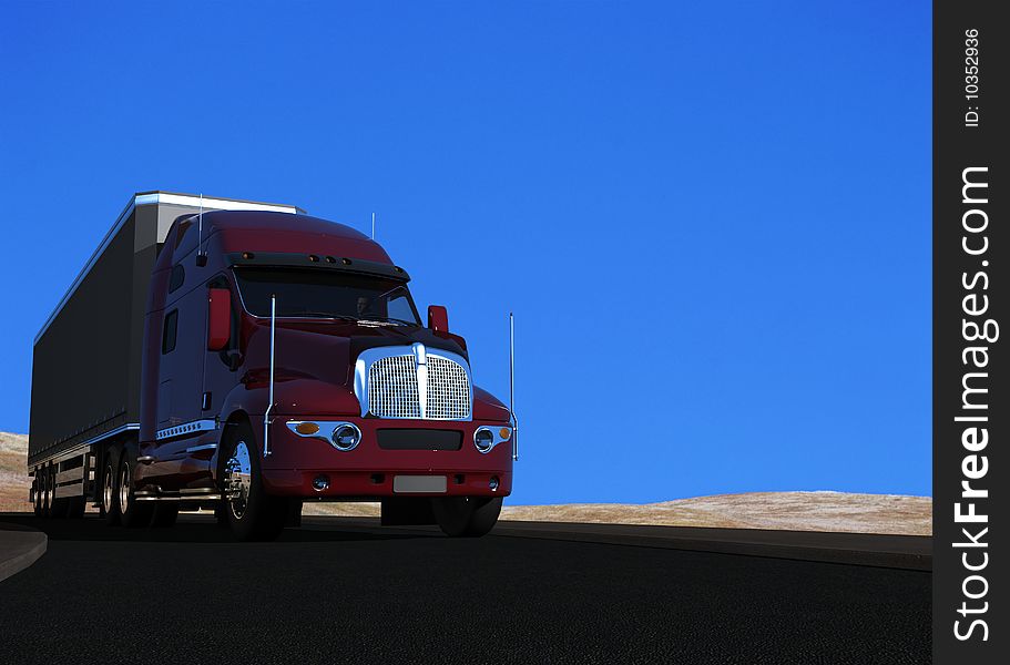 Freight machine on a highway