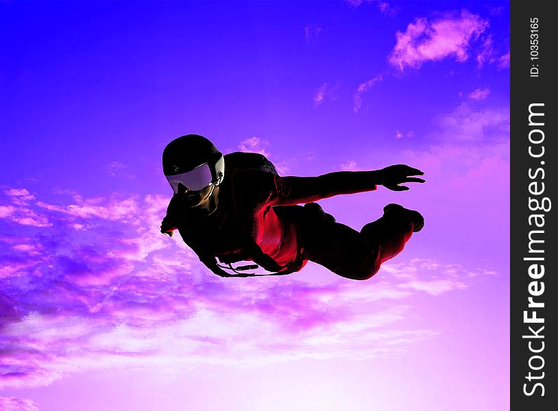Sportsmen-parashutist soaring in sky. Sportsmen-parashutist soaring in sky