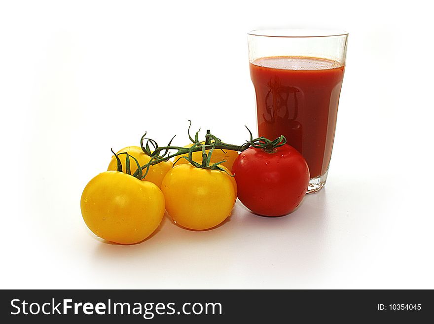 Yellow Tomatos And Red Tomato, Juice