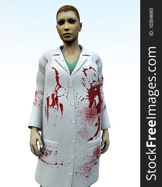 Medical or Halloween concept image of a nurse covered in blood. Medical or Halloween concept image of a nurse covered in blood.