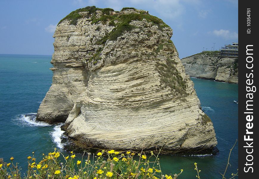 Pigeon Rocks or Rauche in Beirut, Lebanon