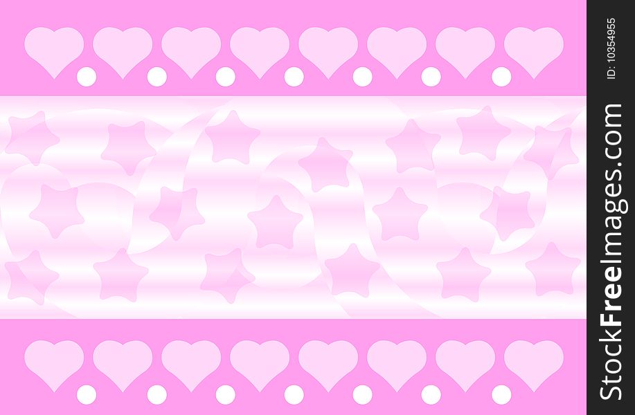 Pink Hearts And Stars Background