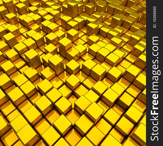 Abstract background with different golden boxes