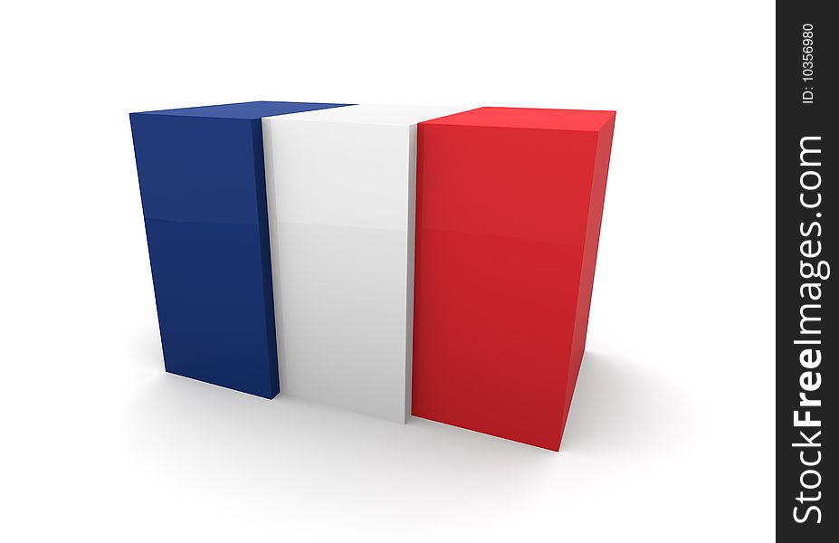 French flag blocks on a white background. French flag blocks on a white background