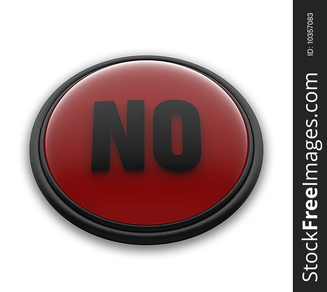 Red button with the word No, isolated on white. Red button with the word No, isolated on white