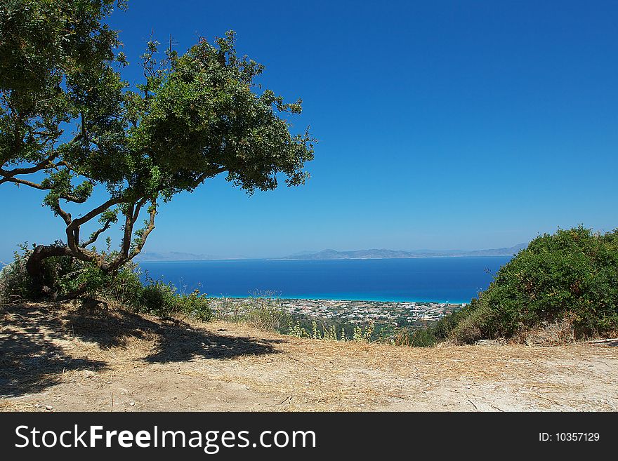 View on the sea from mountain Filerimos. View on the sea from mountain Filerimos