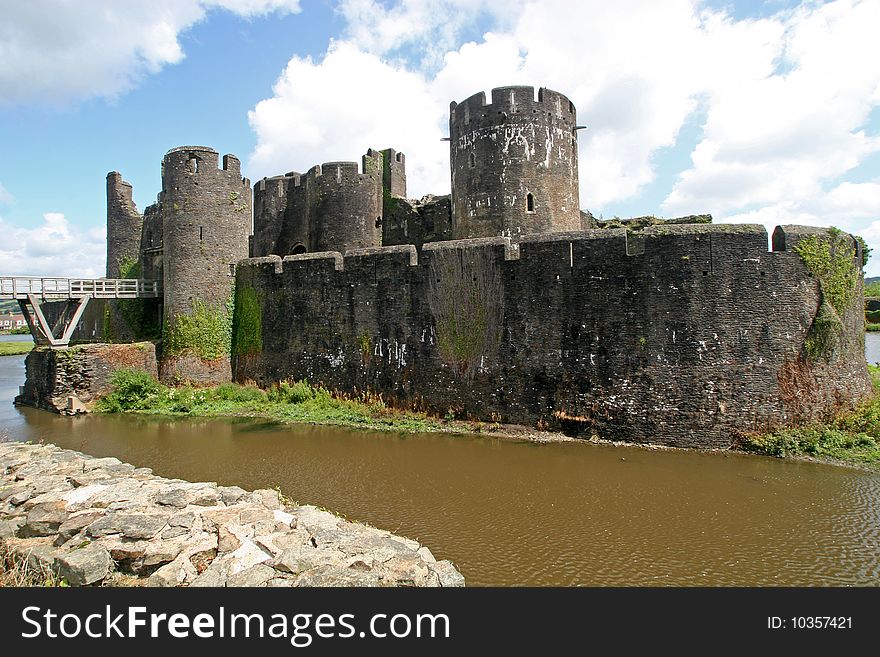 Ruined castle at Caerphilly, Wales. Ruined castle at Caerphilly, Wales
