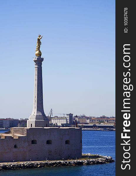 Statue At Mesina Port In Sicily