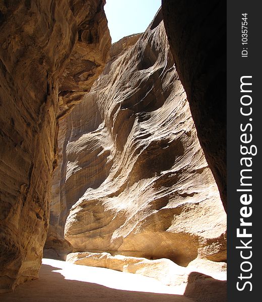 Canyon in the pink city of Petra, Jordan