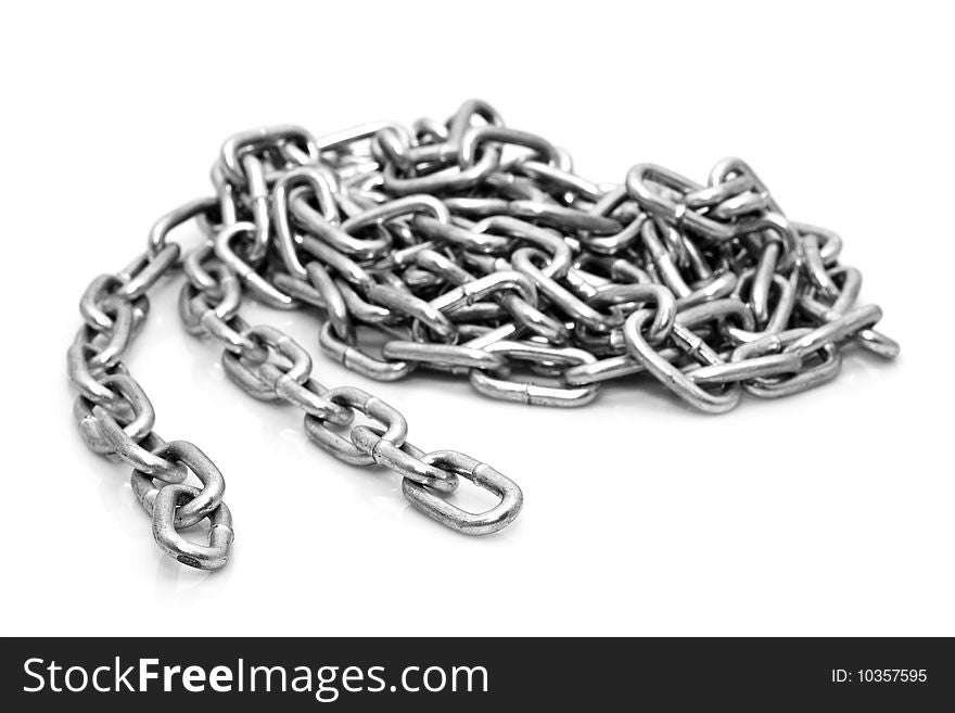 Metallic chain on a white background