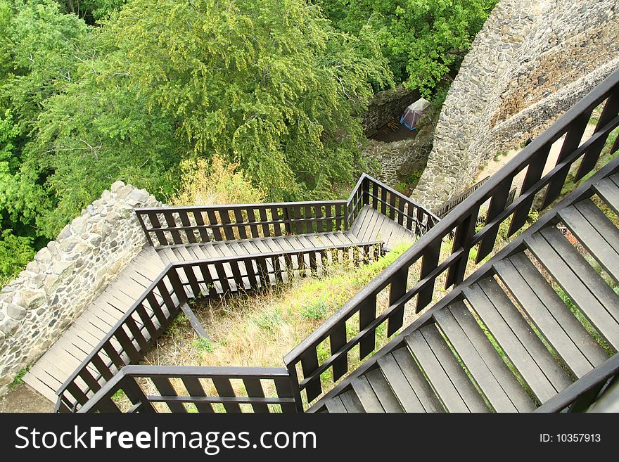 Wood stairs to the castle