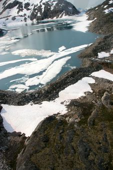 Aerial View Of Lake In The Denver Glacier Stock Images