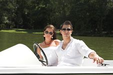 Free Young Attractive Couple On Boat Stock Photo - 10362860