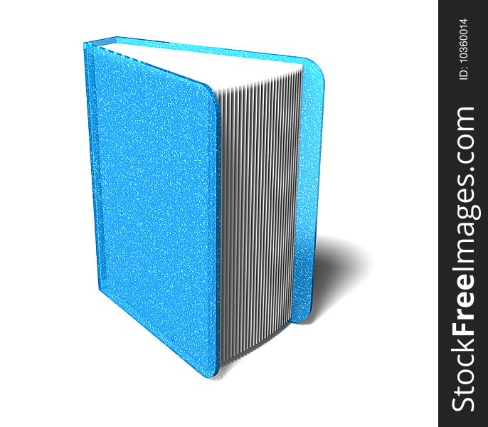 Blue Notebook with pages fanned out on white