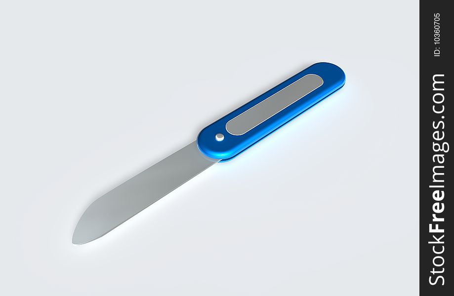 3d image of a knife of white background.