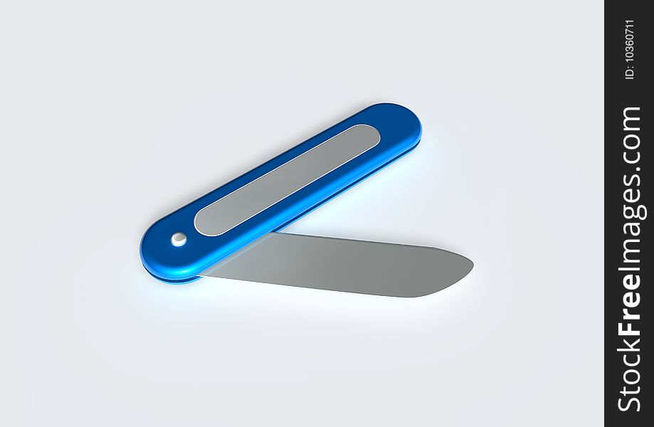 3d image of a knife of white background.