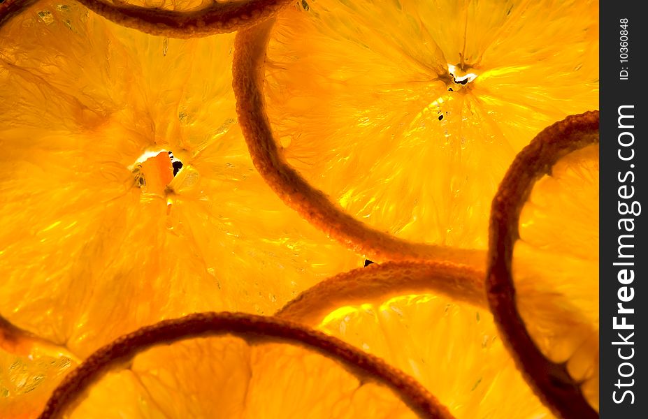 Dried orange peels stacked on top of each other. Dried orange peels stacked on top of each other