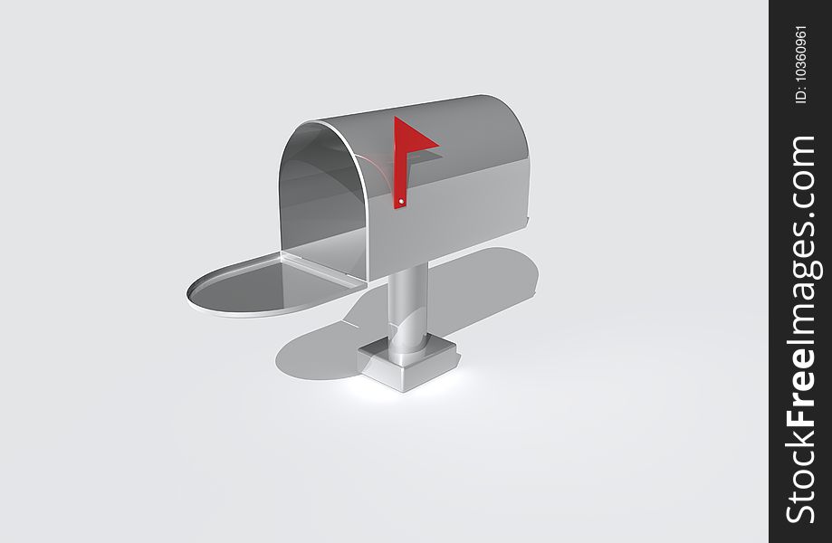 A opened mailbox with white background.