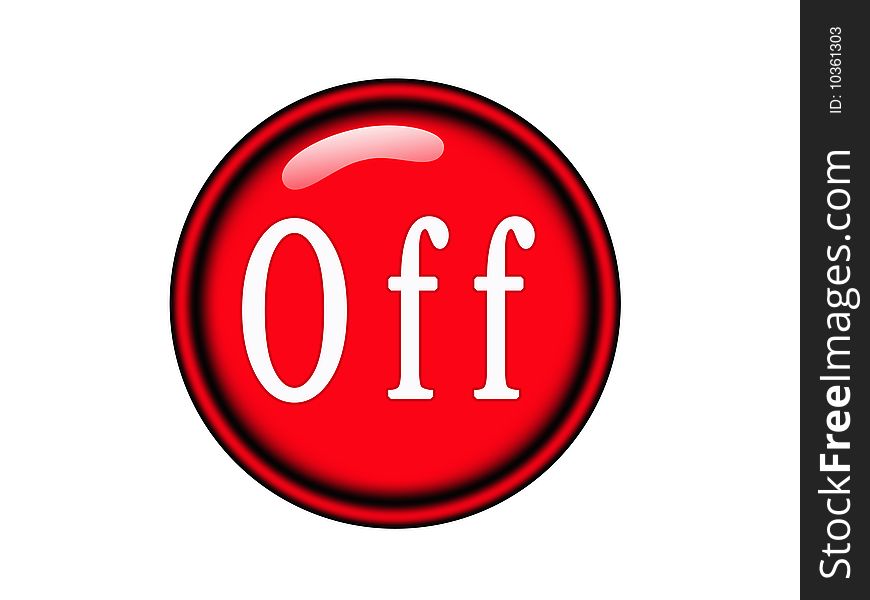 Illustrations of a red off button over white background