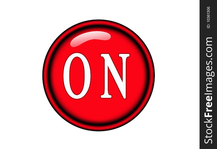 Illustration of red On button over white background