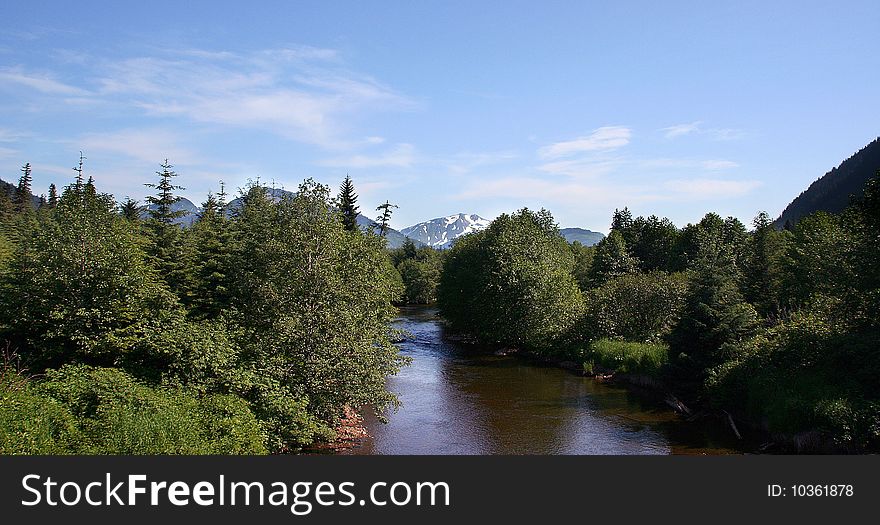 View of the Spasski River, close to Hoonah, Alaska. View of the Spasski River, close to Hoonah, Alaska