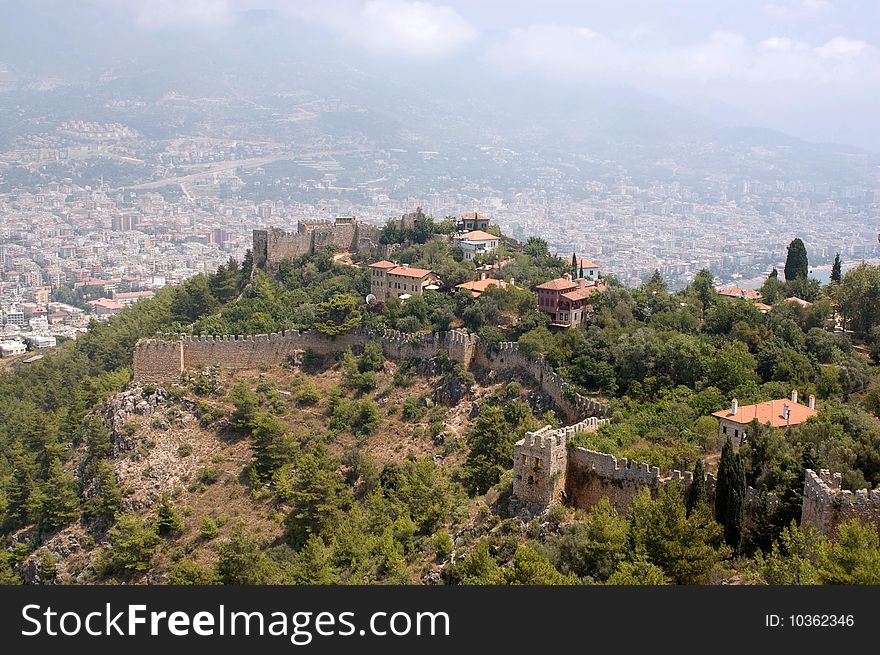 View from the castle of Alanya harbor,Turkey