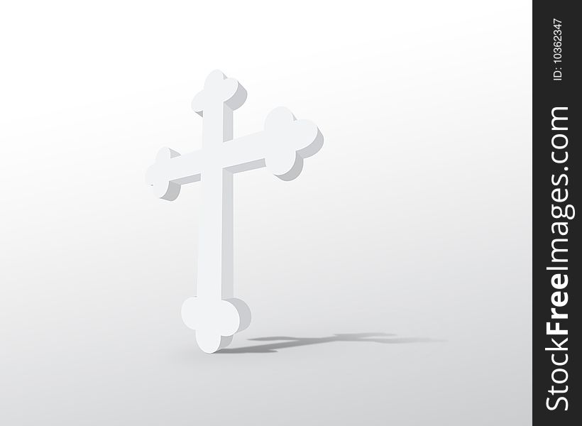 3d White Cross Standing Right