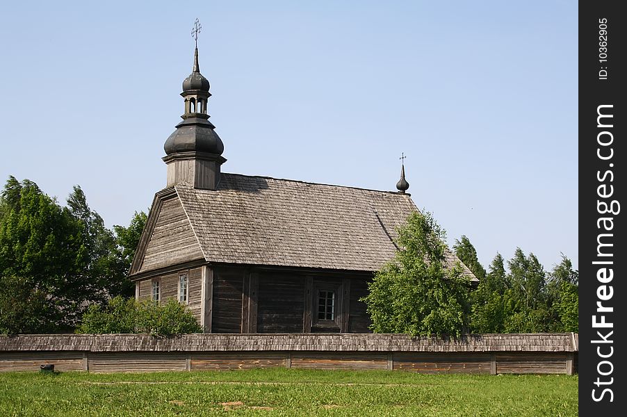 Rural wooden church in Belarus