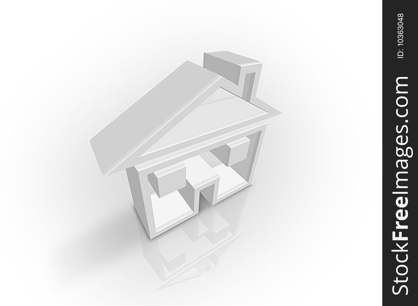 Pure white 3d blank house